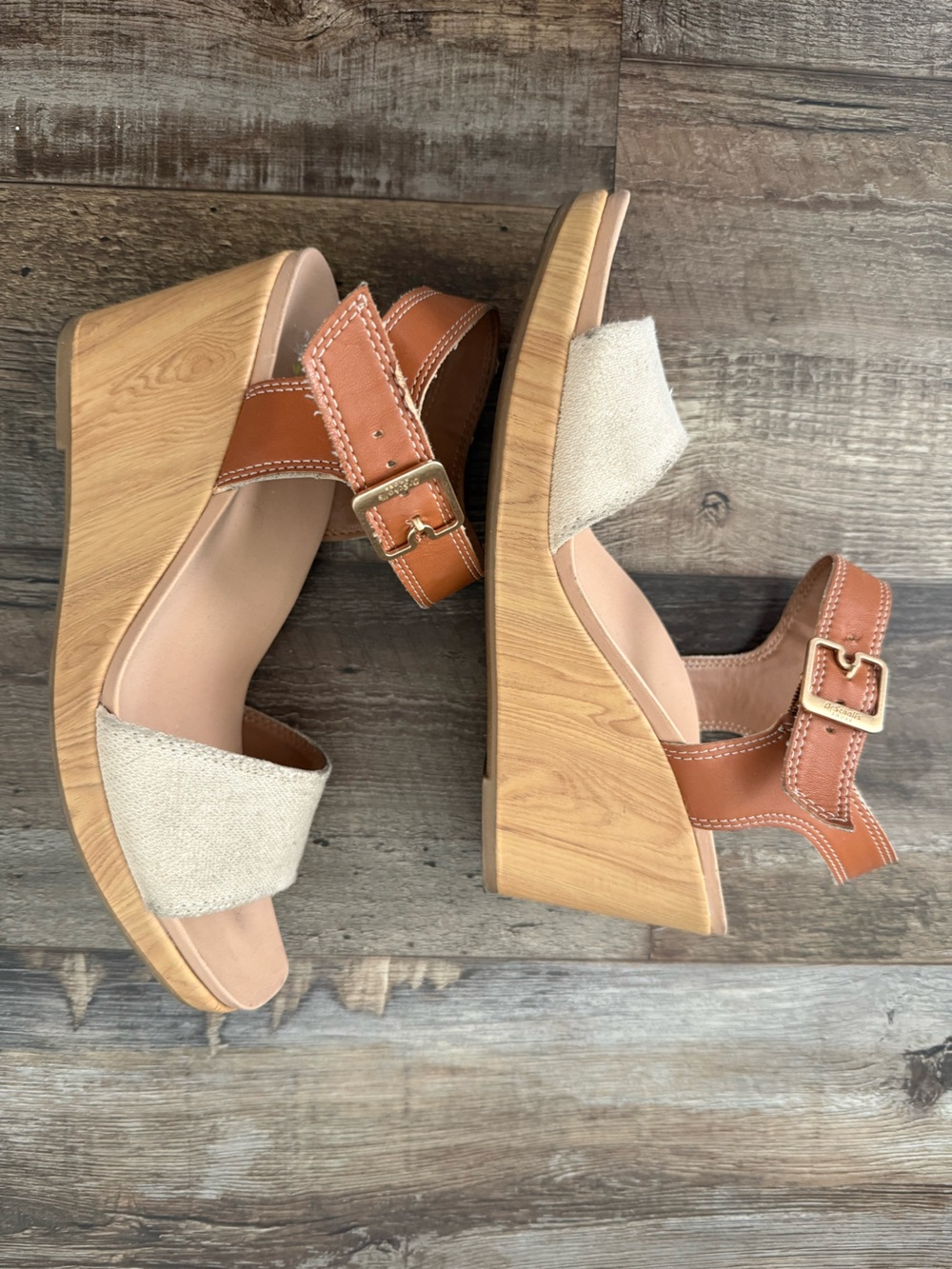 Dr Scholl’s Platform Wedge Sandals in Tan and Cream - W Size 7.5